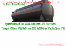 Tanque de ácido clorhídrico montado en el remolque LLDPE 7042 con revestimiento 21000 litros, 22000 litros, 25000 litros