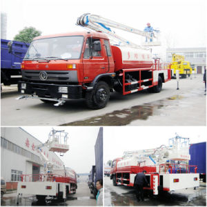 Camión de trabajo de plataforma aérea Dongfeng con rociador de agua Tanque de agua Volumen 4000 L